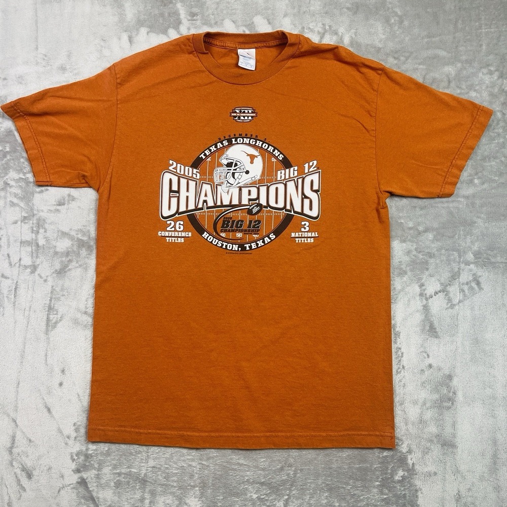 Mens Large University of Texas Longhorns T Shirt Big 12 Short‎ Sleeve Orange
